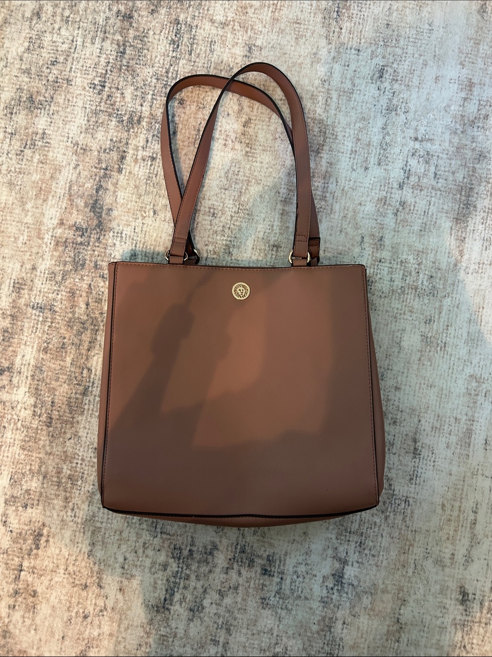 Anne Klein Pink Leather Shoulder Bag with Gold Logo
